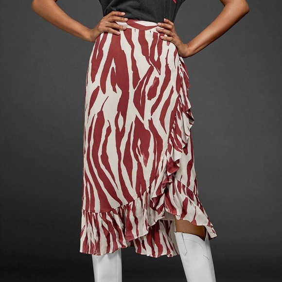 Anine Bing Lucky Wrap Skirt- Red Zebra (15) - Picture 5 of 15